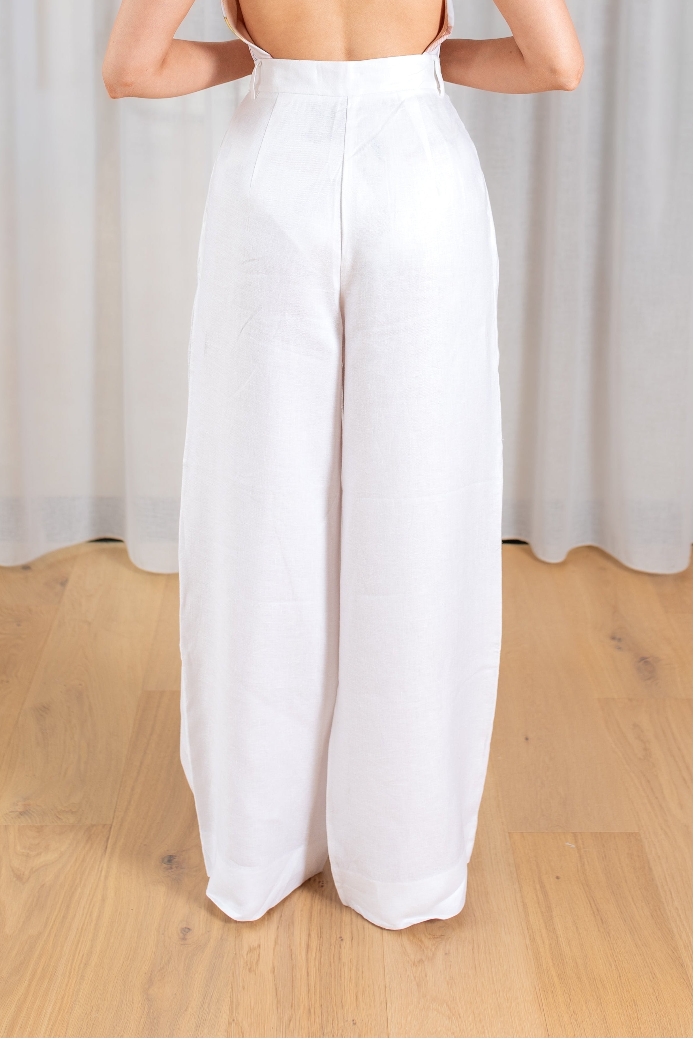 Coral Linen Pants