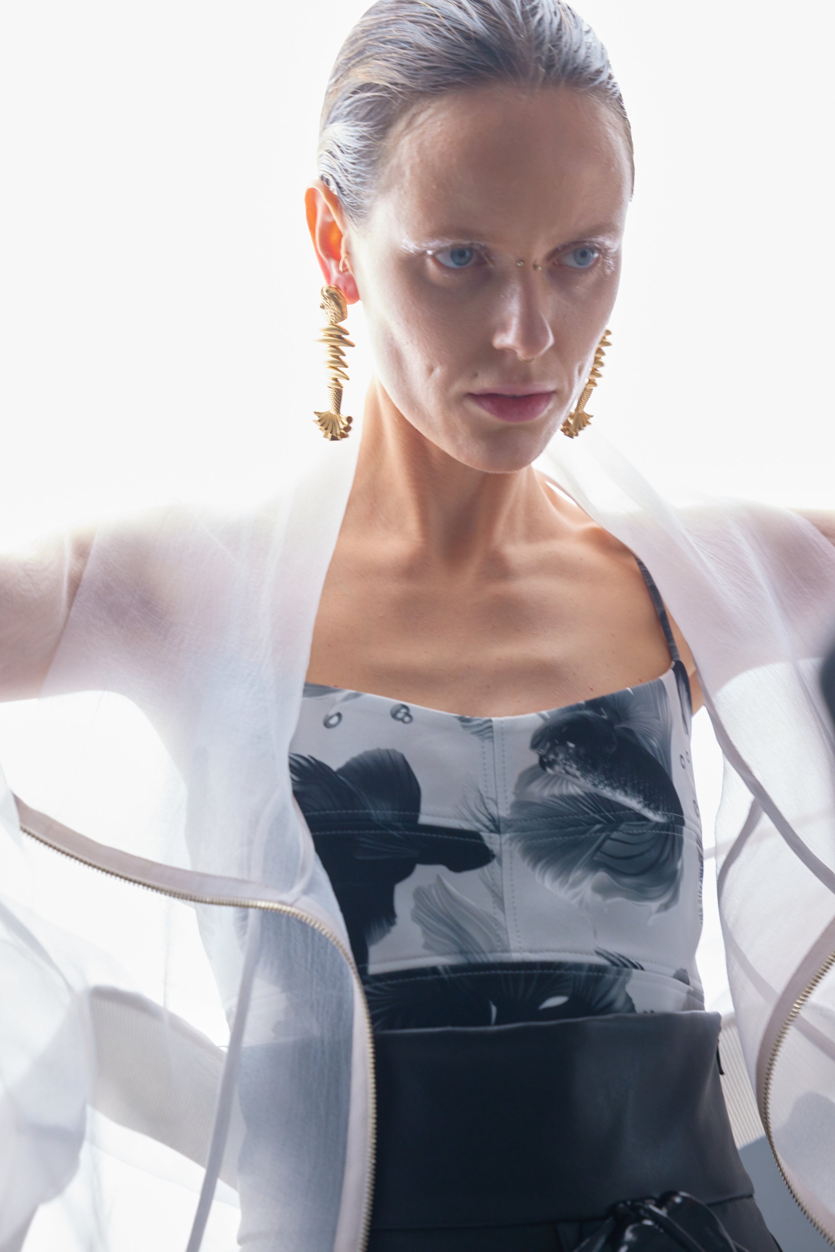 Fashion Printed Crop Cami Top White