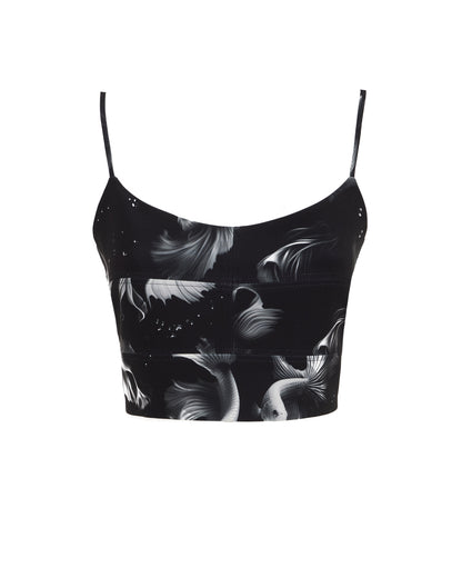 Fashion Printed Crop Cami Top Black