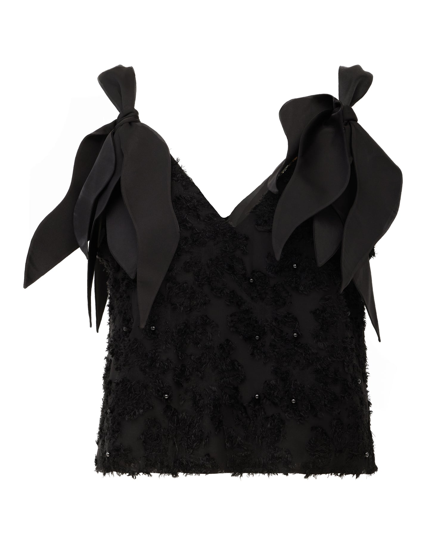 Designer V Neck Tie Shoulder Top