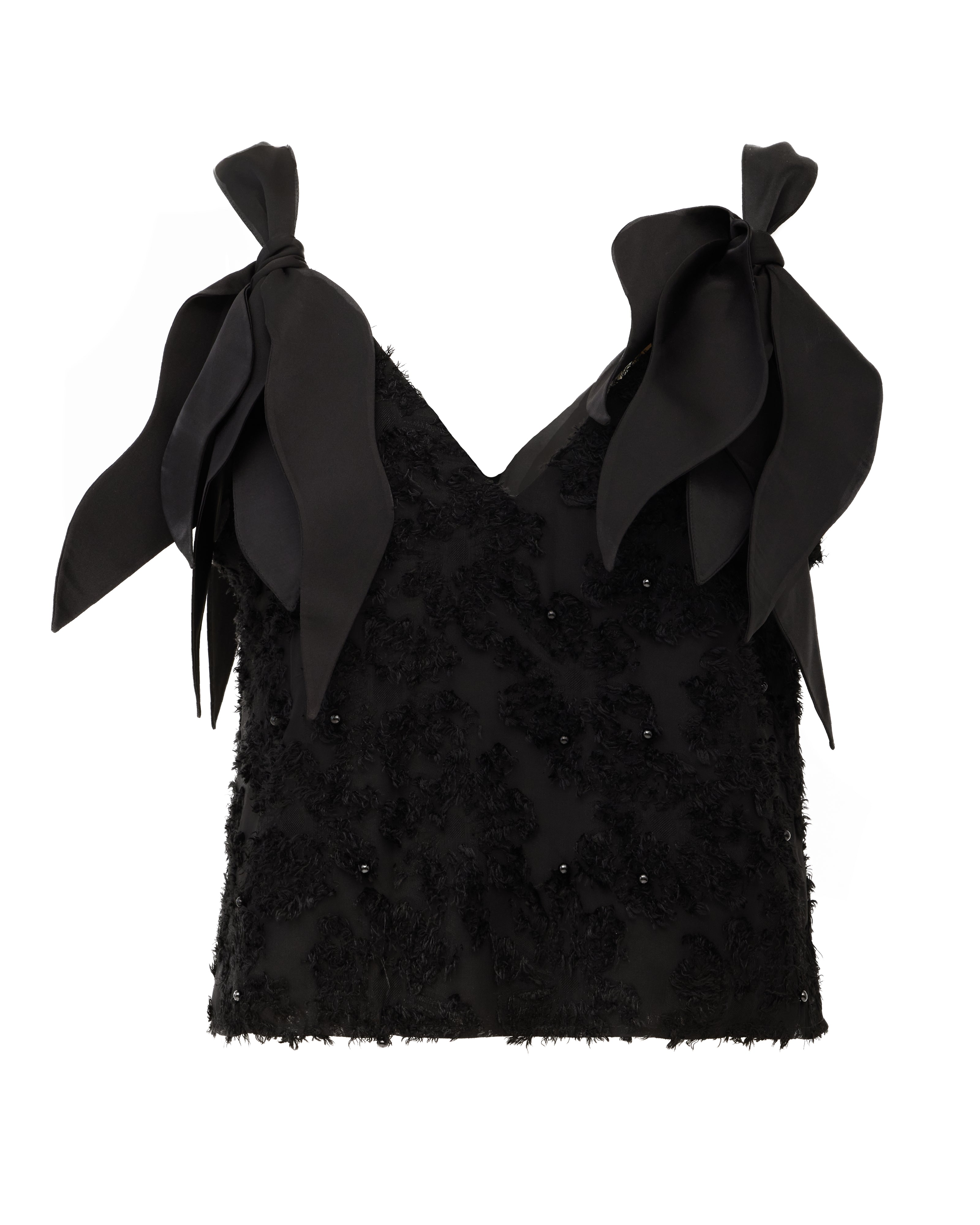 Designer V Neck Tie Shoulder Top