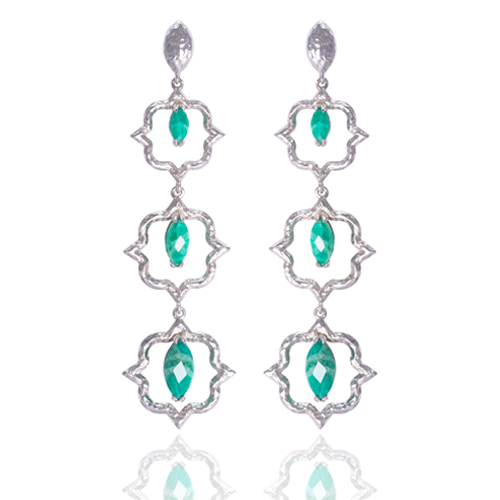Indian Affair Collection Cocktail Earrings Amazonite Silver