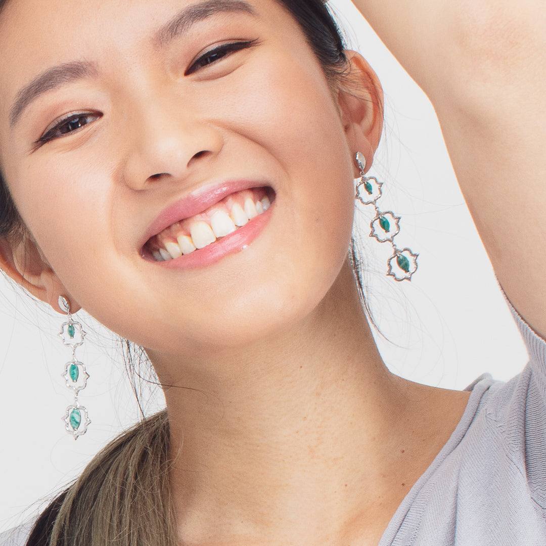 Indian Affair Collection Cocktail Earrings Amazonite Silver