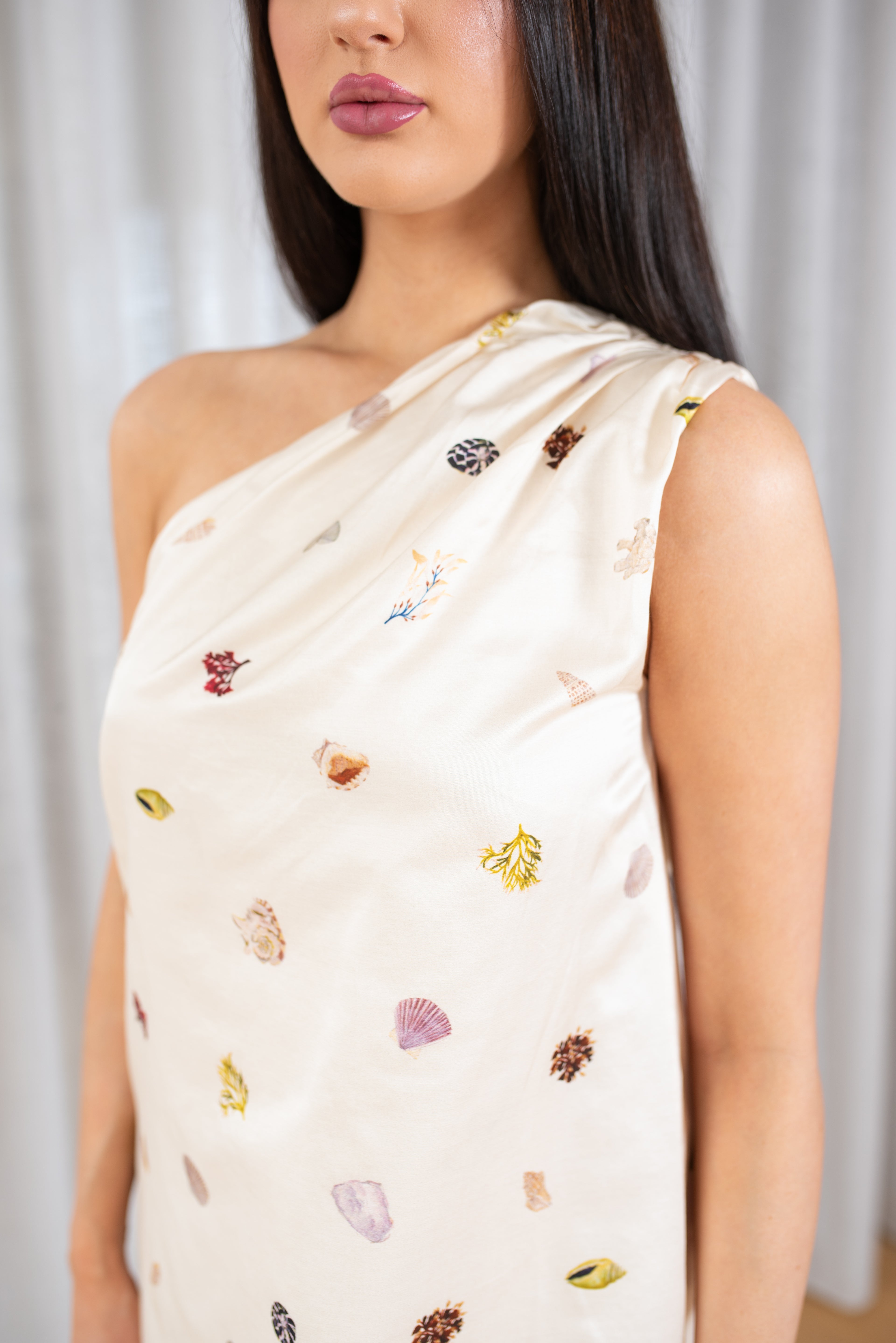 Claire One Shoulder Mini Dress - Shell