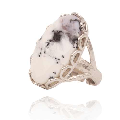 Indian Affair Collection Cocktail Ring Dendritic Opal Silver