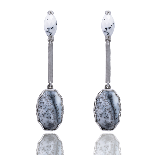 Indian Affair Collection Drop Earrings Dendritic Opal Silver