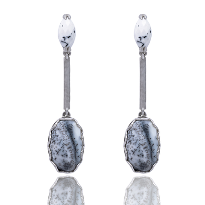 Indian Affair Collection Drop Earrings Dendritic Opal Silver