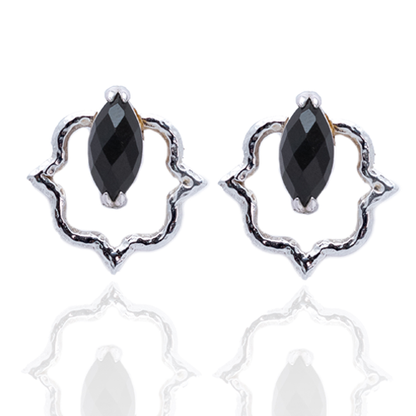 Indian Affair Collection Stud Earrings Obsidian Silver