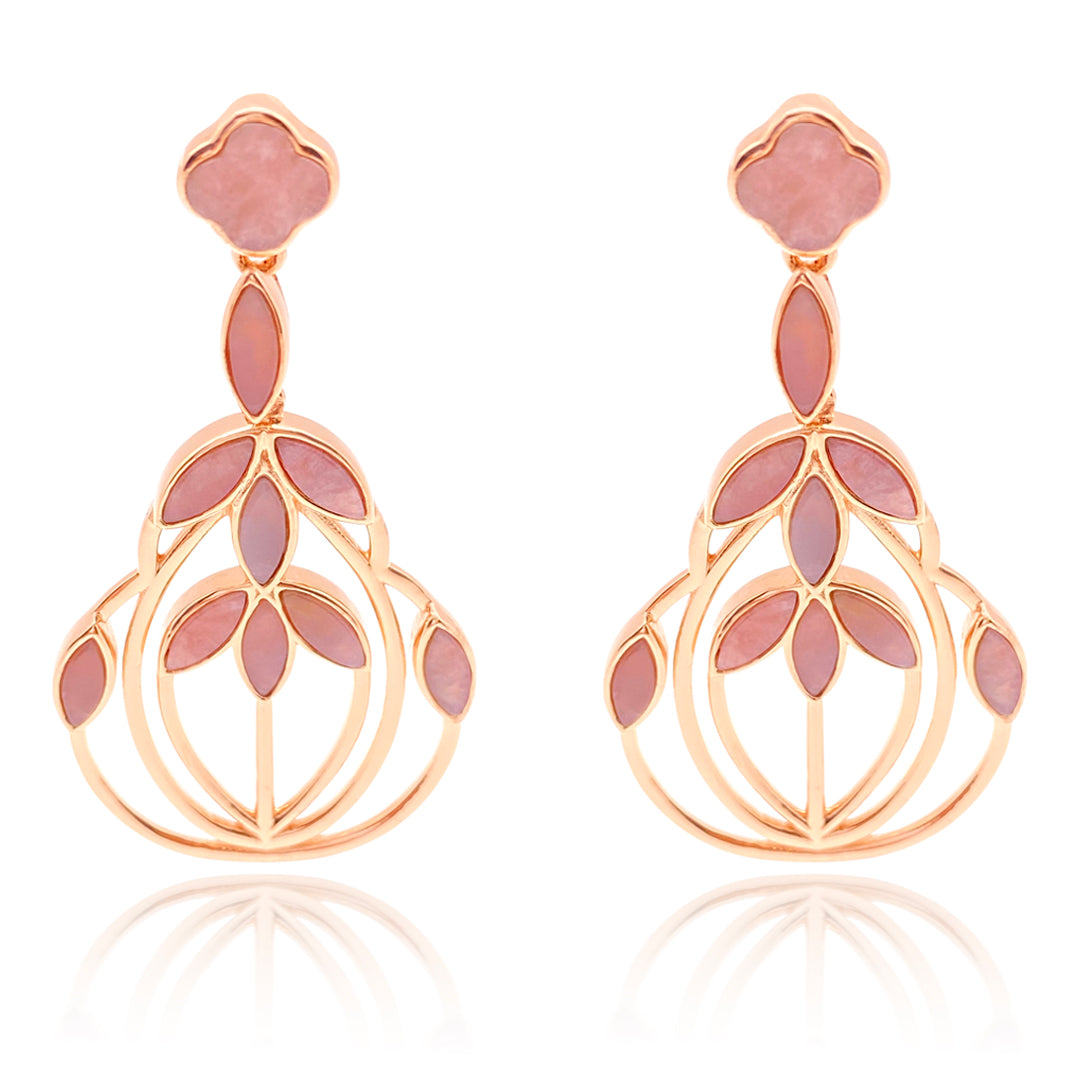 Floral Escape Cocktail Earrings Pink Opal