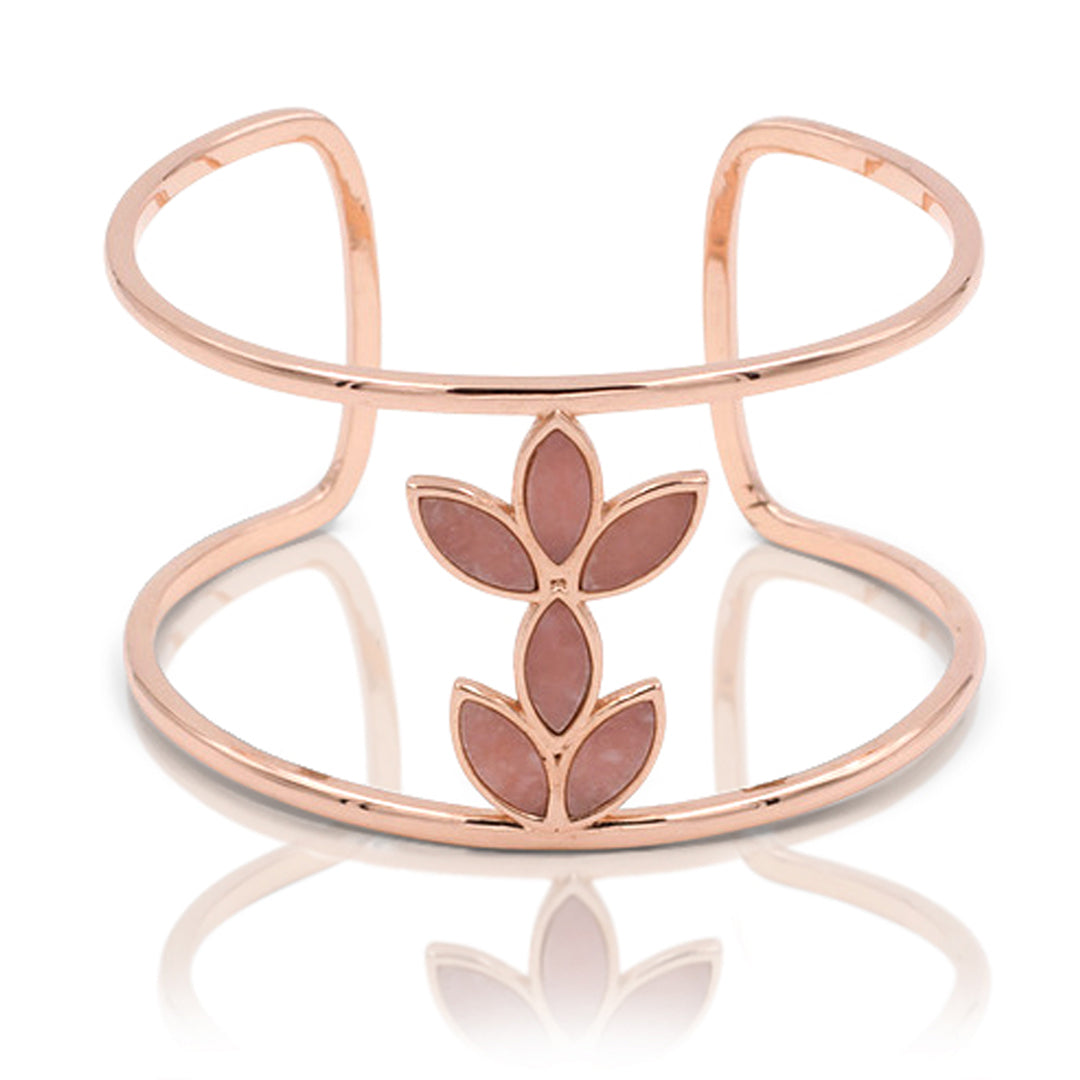 Floral Escape Cuff Bracelet Pink Opal Rose Gold
