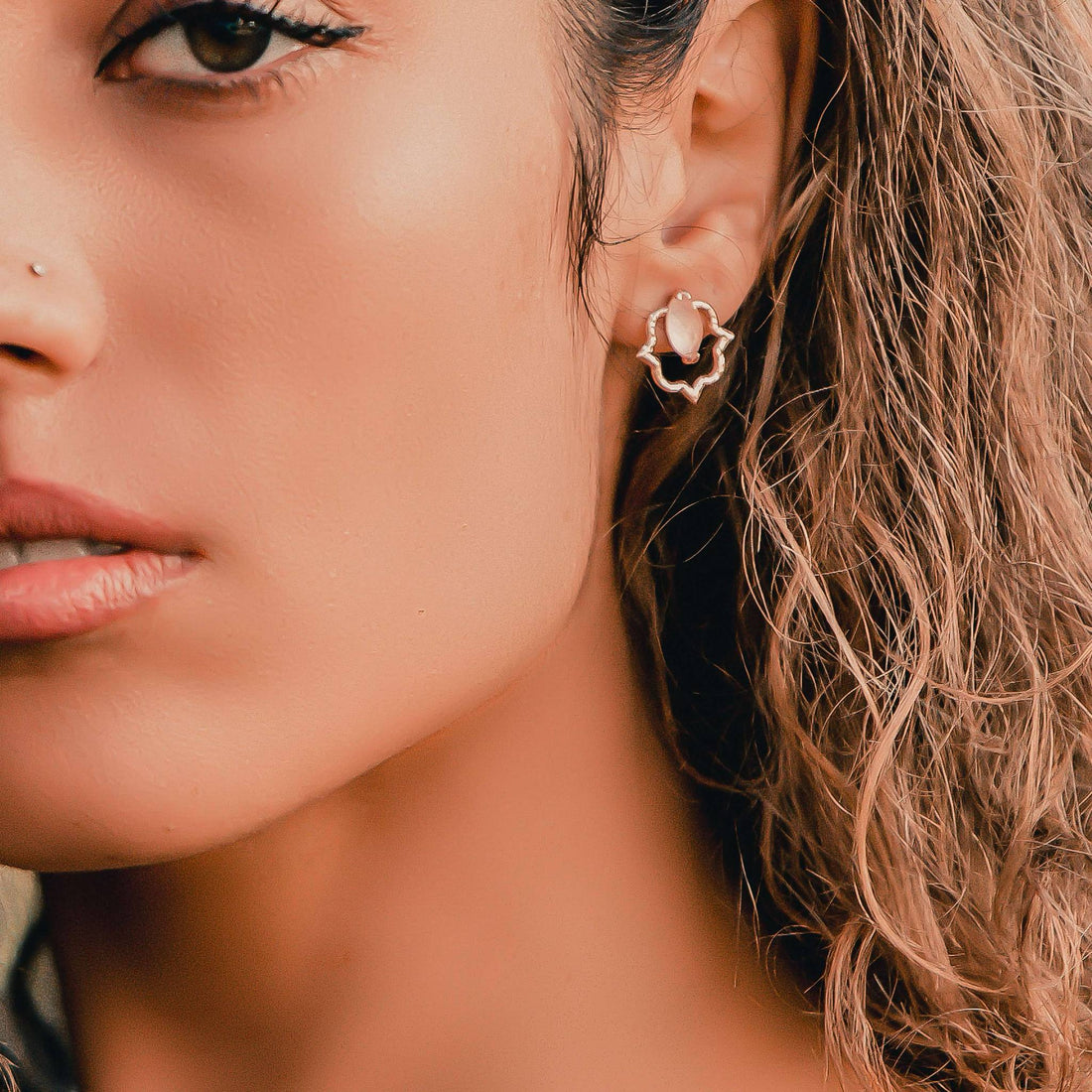 Indian Affair Collection Stud Earrings Rose Quartz